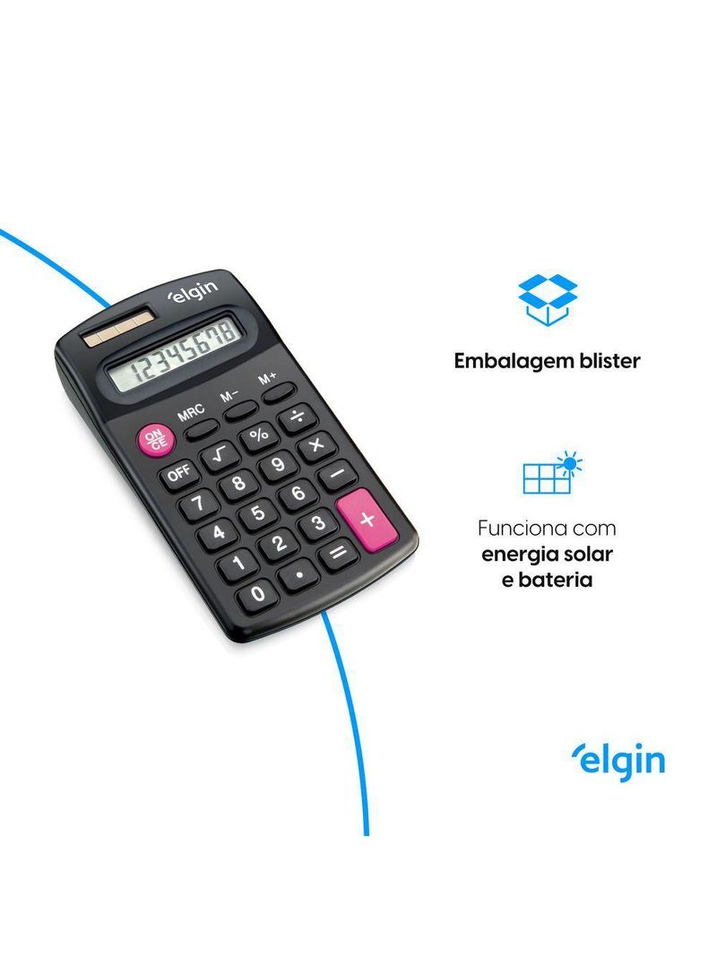 Calculadora de Bolso CB 1483 8 Dígitos 4 Operações Visor Cristal Líquido Solar