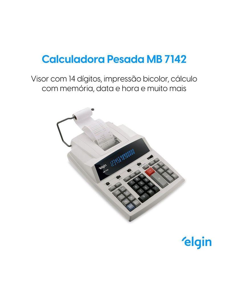 Calculadora Com Impressão Bicolor 7142 14 Dígitos Visor Fluorescente Cálculo Com Memória
