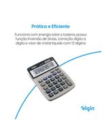 Calculadora De Mesa 4122 12 Digitos LCD Funções Avançadas Alimentação Por Bateria Ou Energia Solar