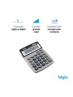 Calculadora De Mesa 4122 12 Digitos LCD Funções Avançadas Alimentação Por Bateria Ou Energia Solar