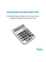 Calculadora De Mesa 4132 Branca 12 Dígitos Função Raíz Quadrada Porcentagem Correção