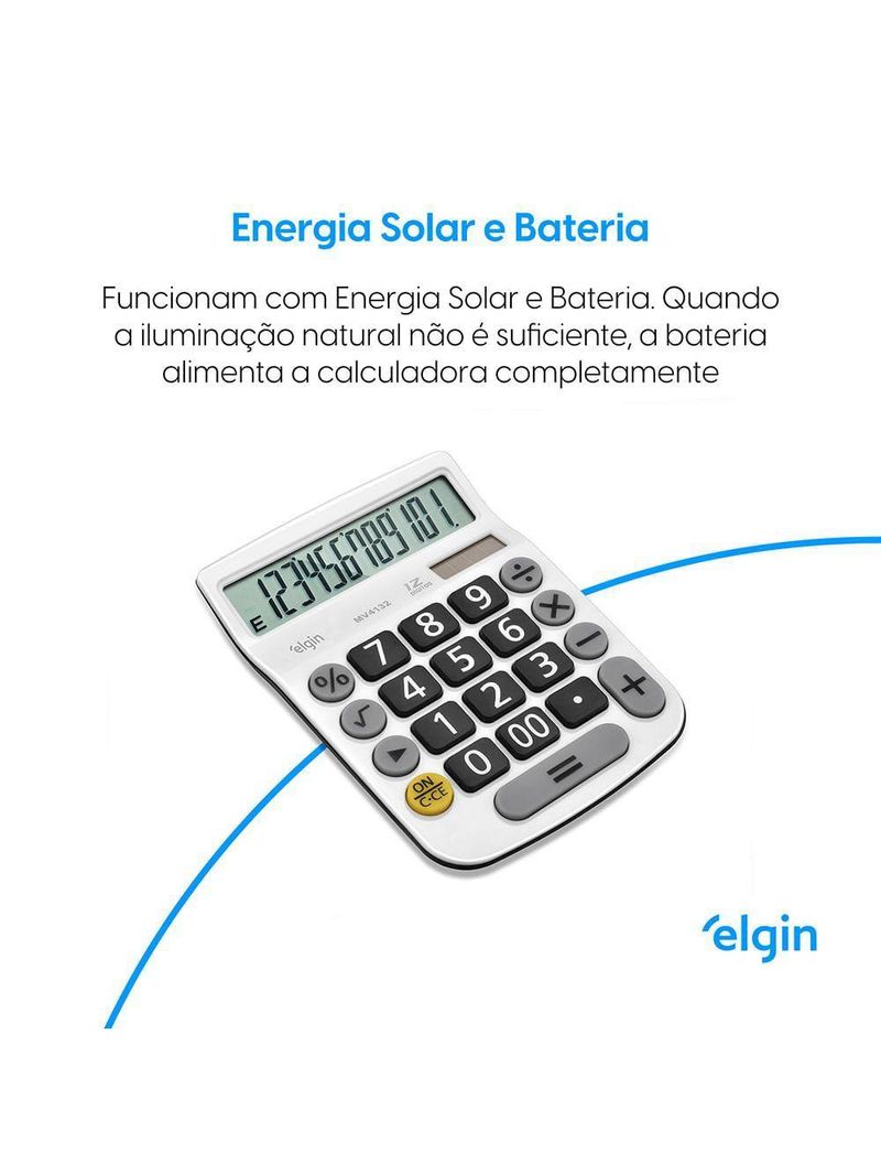 Calculadora De Mesa 4132 Branca 12 Dígitos Função Raíz Quadrada Porcentagem Correção