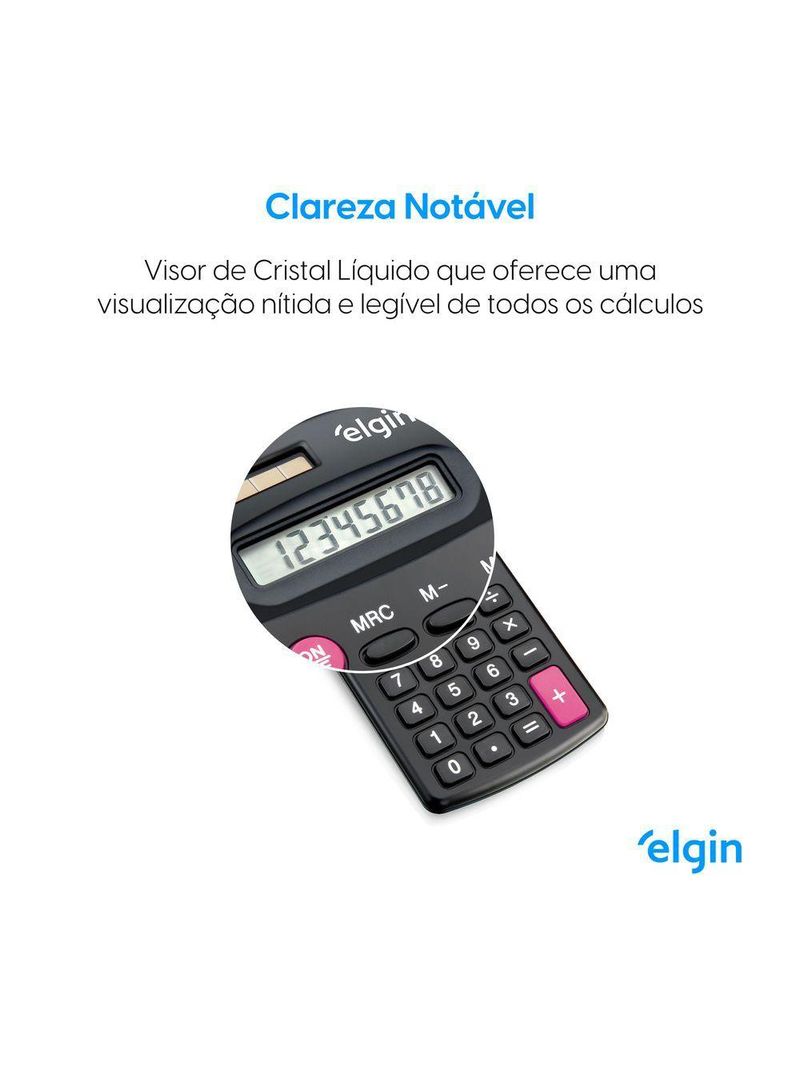 Calculadora de Bolso CB 1483 8 Dígitos 4 Operações Visor Cristal Líquido Solar