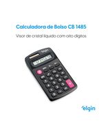 Calculadora de Bolso CB 1483 8 Dígitos 4 Operações Visor Cristal Líquido Solar