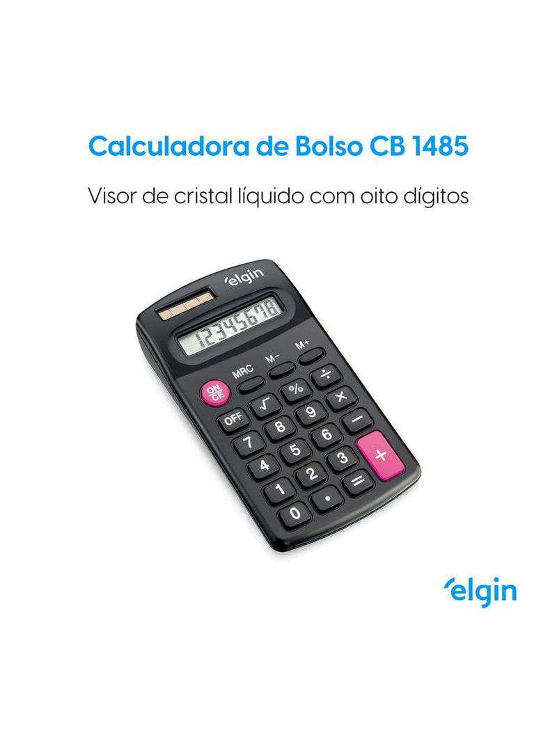 Calculadora de Bolso CB 1483 8 Dígitos 4 Operações Visor Cristal Líquido Solar
