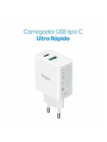 Carregador De Tomada 20W 2 Saídas Tipo C