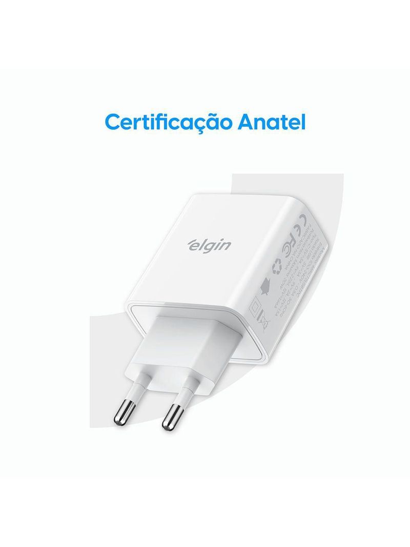 Carregador De Tomada 20W 2 Saídas Tipo C