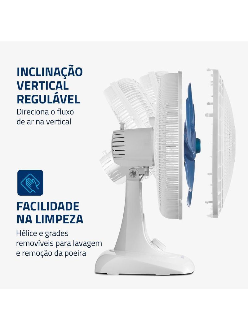 Ventilador De Mesa Mondial Super Power 6 Pás 140W 40cm Branco E Azul VSP-40-W 110V