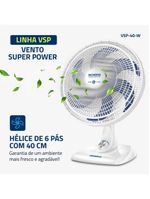 Ventilador De Mesa Mondial Super Power 6 Pás 140W 40cm Branco E Azul VSP-40-W 110V