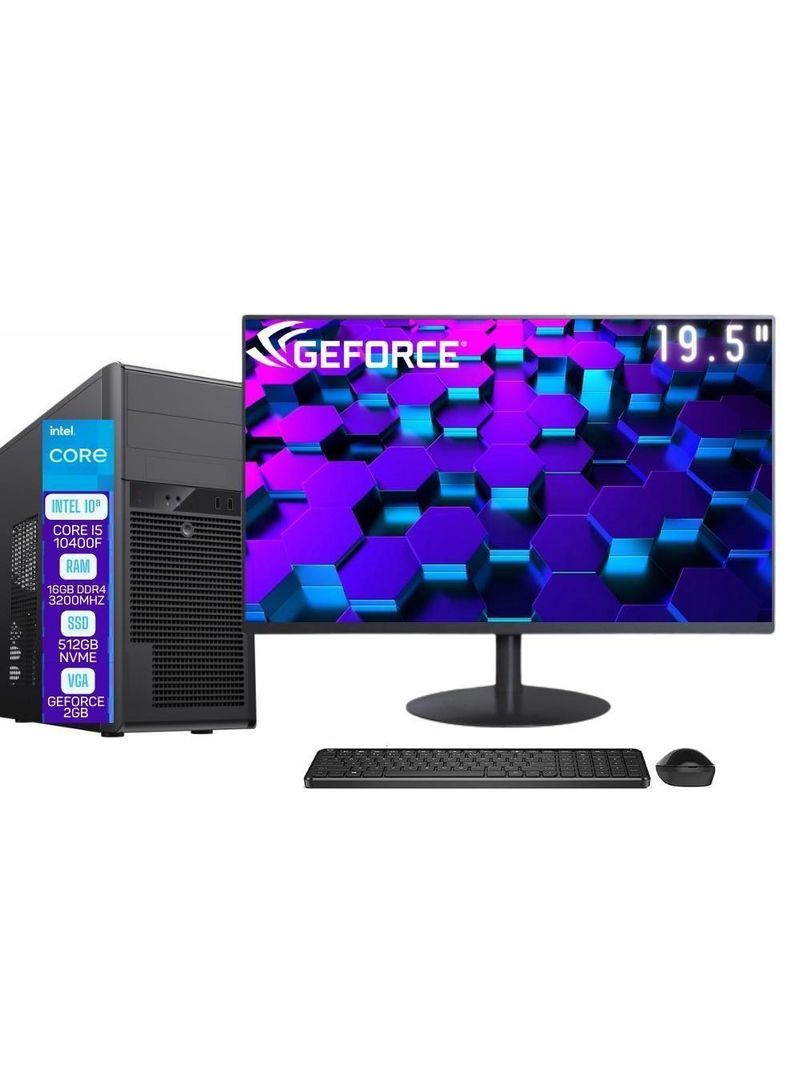 Computador Skill Pro Intel I5 10400F 16GB DDR4 Placa De Vídeo Geforce 2GB 512GB Monitor 195" LED