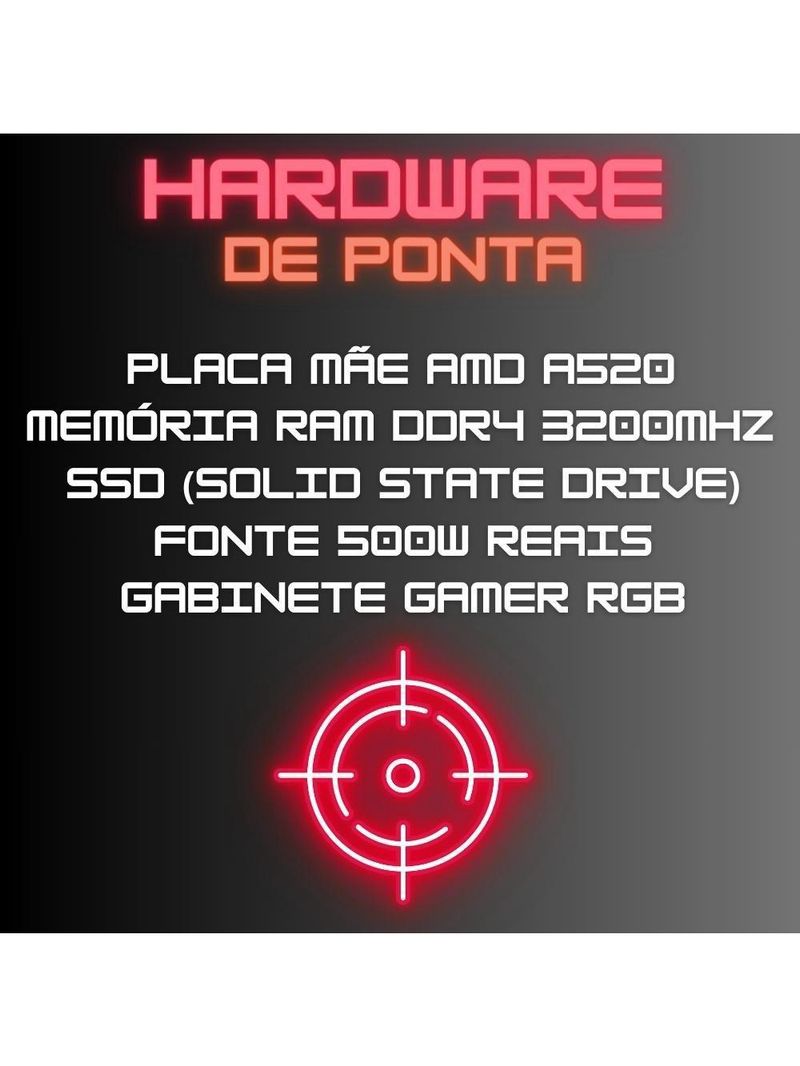 Pc Gamer Skill RGB AMD Ryzen 5 Gráficos Radeon Vega 7 Monitor LED 20 Kit Gamer 16GB DDR4 3200mhz SSD 512GB SGX-0064A