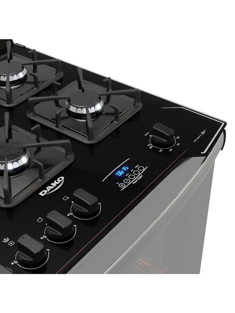 Fogão 5 Bocas Dako Diplomata Glass Grill Style Timer Bivolt