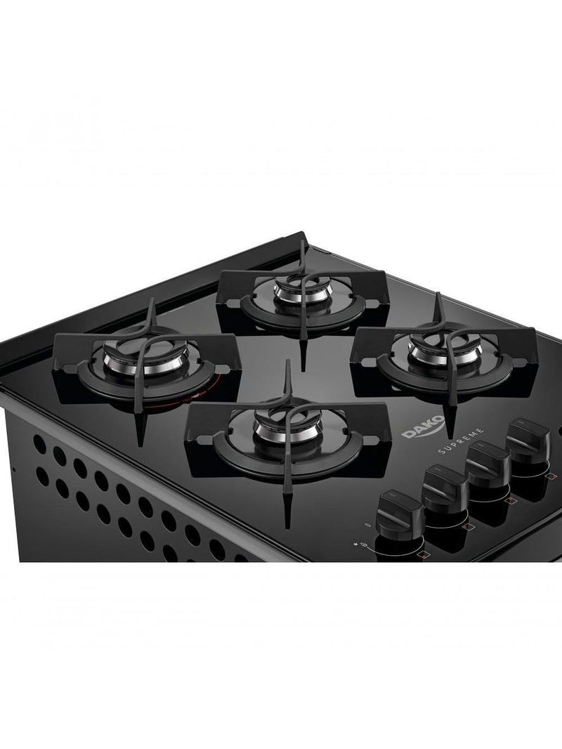 Fogão 4 Bocas De Embutir Dako Supreme Mesa De Vidro Preto Bivolt