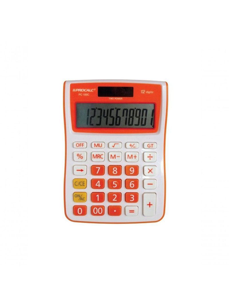 Calculadora De Mesa Procalc Pc100-o 12 Digitos Laranja