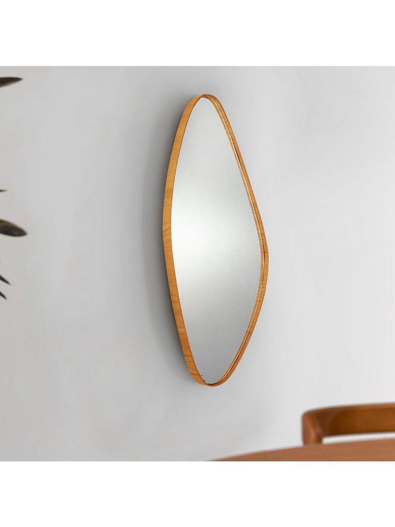 Espelho Decorativo Orgânico Aura 37x91cm Moderna Mobília Cinamomo Imbuia Nat