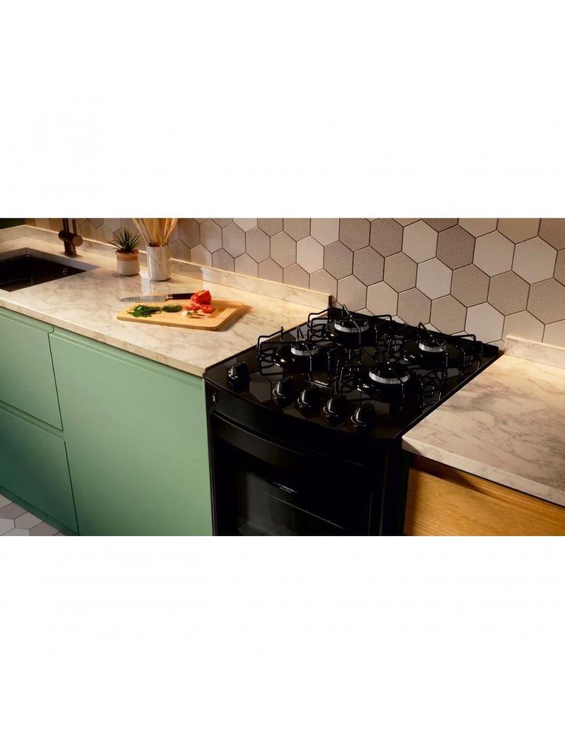 Fogão Consul 4 Bocas com Mesa de Vidro e Grades Individuais Super Estáveis Preto CFO4VBEUNA Bivolt