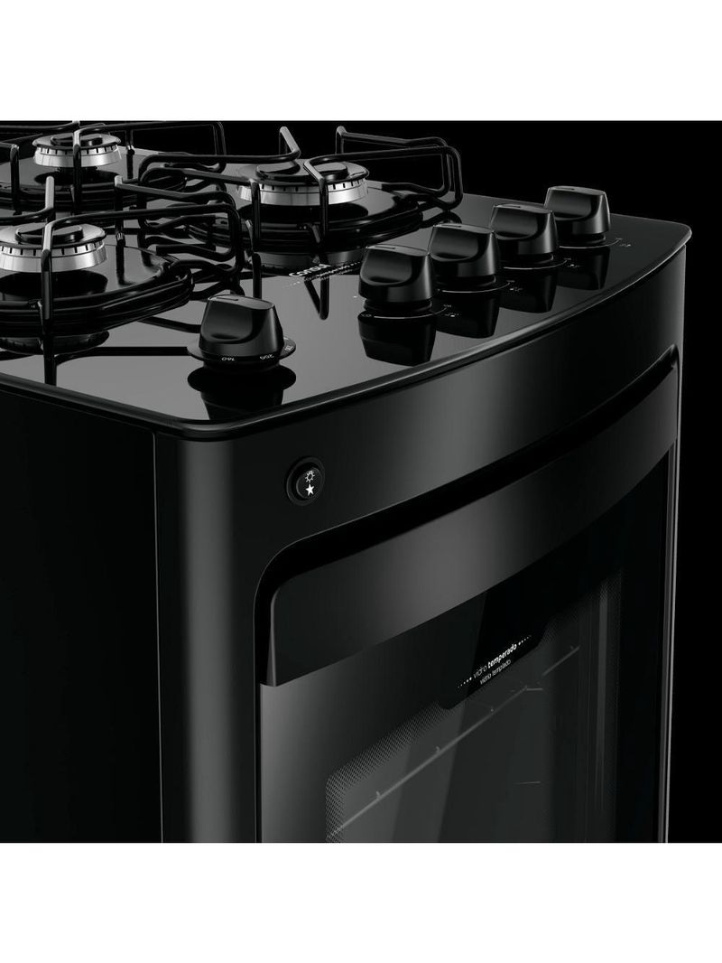 Fogão Consul 4 Bocas com Mesa de Vidro e Grades Individuais Super Estáveis Preto CFO4VBEUNA Bivolt