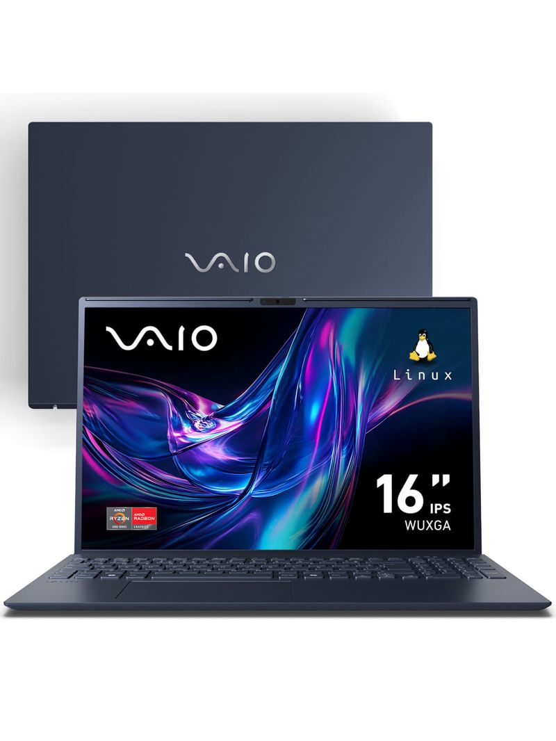 Notebook VAIO FE16 AMD® Ryzen 7-5825U Linux 8GB RAM 256GB SSD 16" IPS WUXGA Antirreflexo - Cinza Grafite