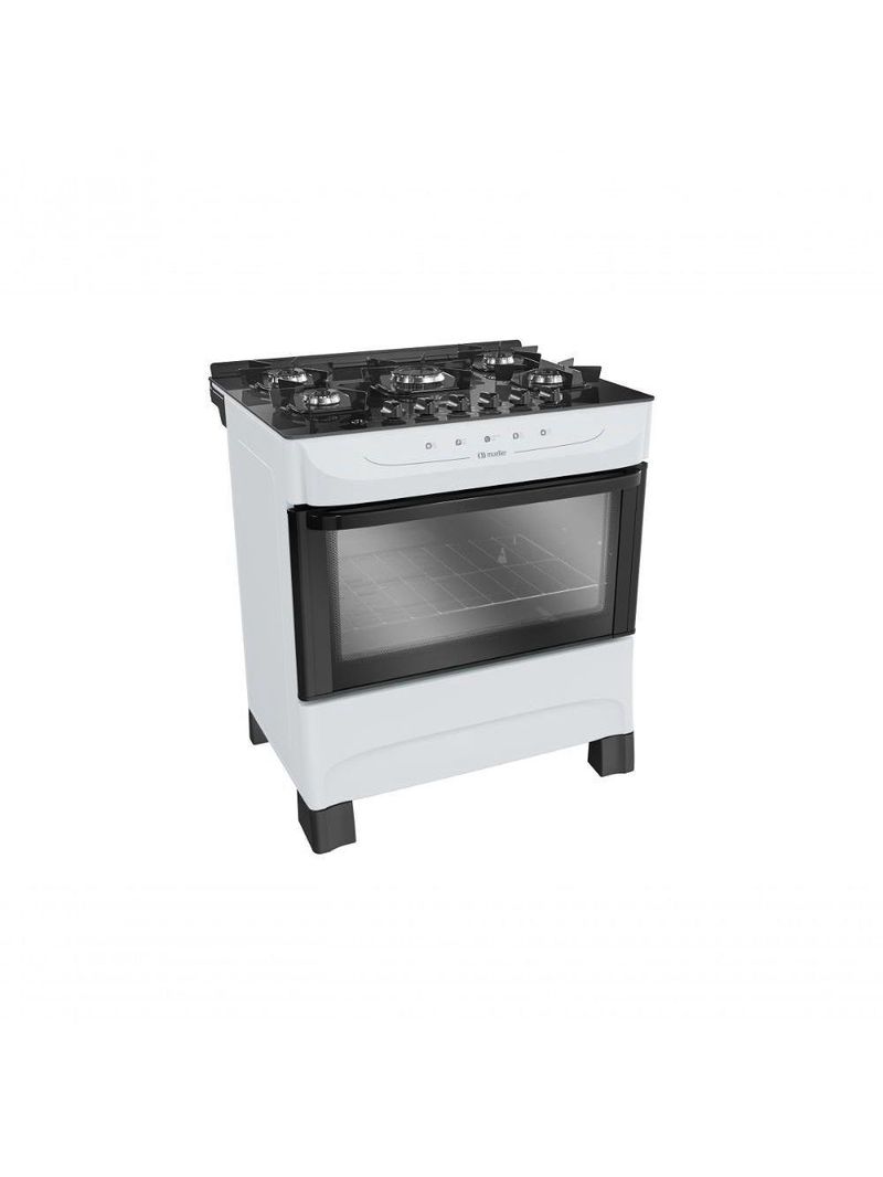 Fogão Mueller 5 Bocas Mesa De Vidro Branco MFV5BB Bivolt