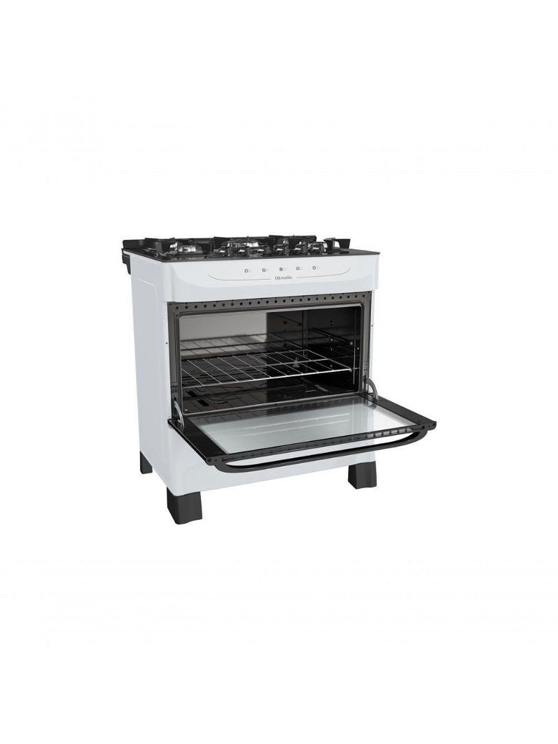 Fogão Mueller 5 Bocas Mesa De Vidro Branco MFV5BB Bivolt