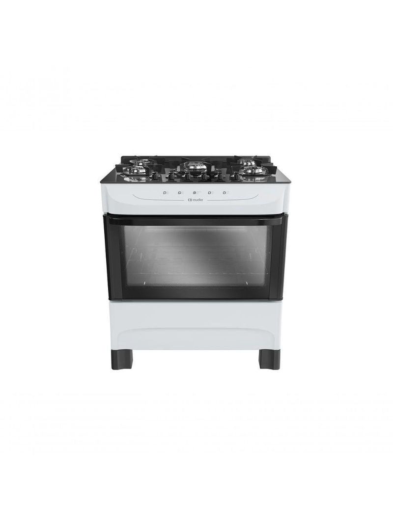 Fogão Mueller 5 Bocas Mesa De Vidro Branco MFV5BB Bivolt