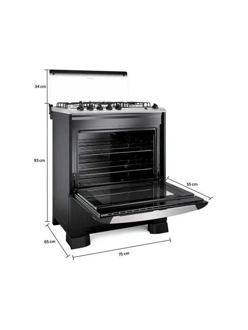 Fogão Mueller 5 Bocas Decorato Tripla Chama Preto Bivolt