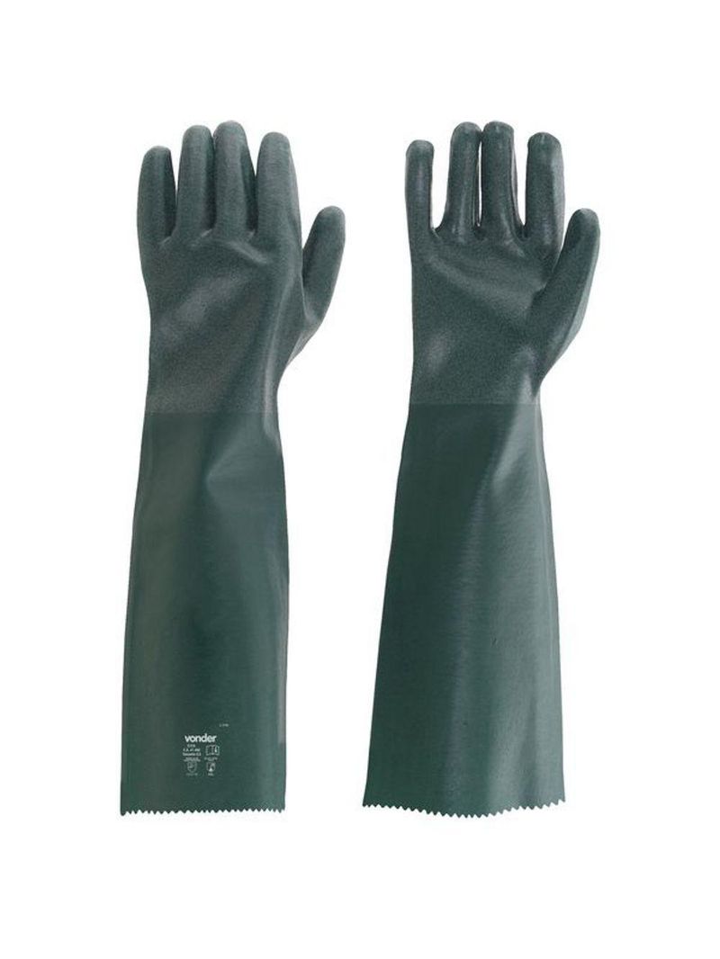 Luva Pvc Palma áspera Com Forro 56cm Pav0056 Com 05 Pares -