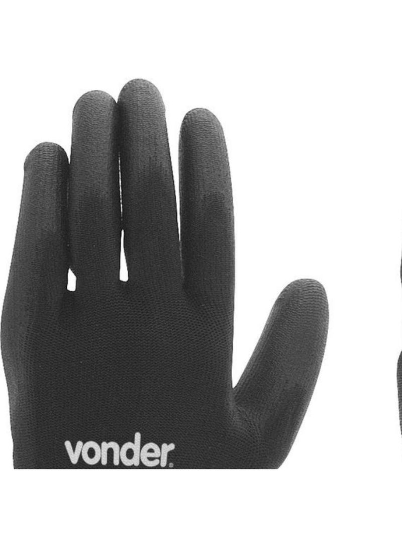 Luva Poliéster Helanca Xg Preto Palma Pu Ca30909 - Vonder