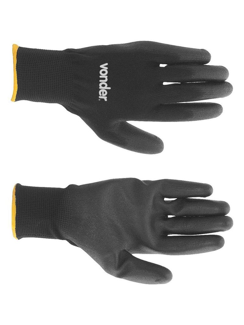 Luva Poliéster Helanca Xg Preto Palma Pu Ca30909 - Vonder
