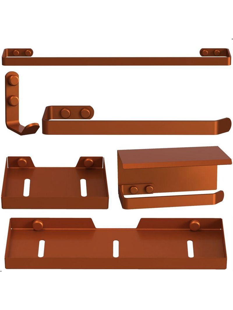 Kit Acessórios Para Banheiro Rose Gold 6 Peças Max