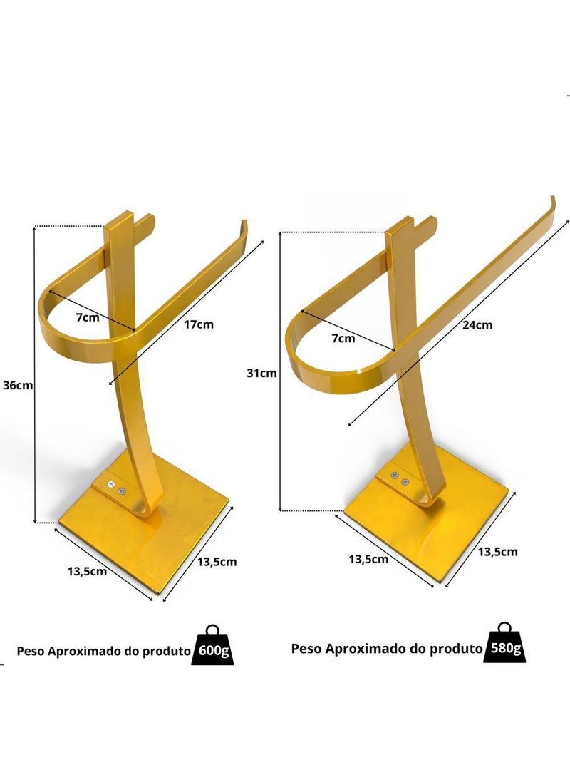 Porta Papel Higiênico De Chão E Toalha Lavabo Dourados