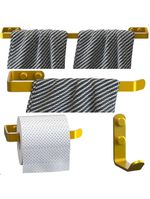 Kit Acessórios Para Banheiro Dourado 4 Peças Plus