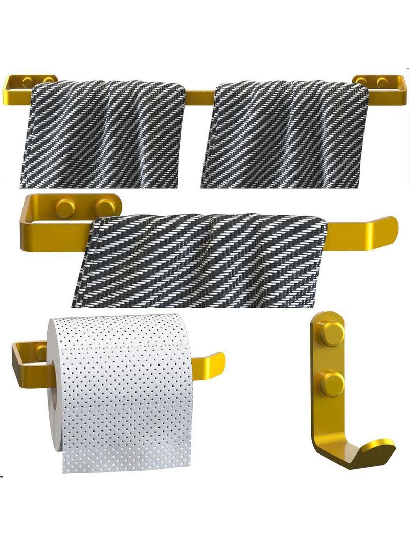 Kit Acessórios Para Banheiro Dourado 4 Peças Plus