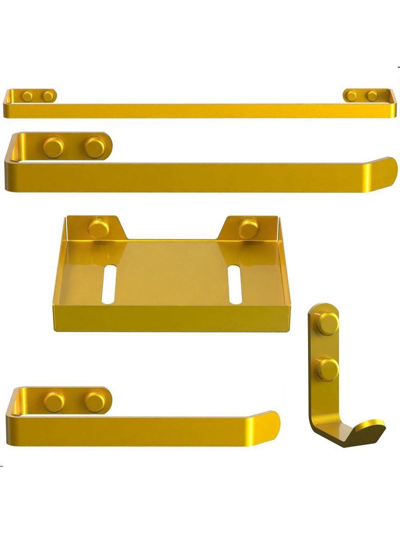 Kit Acessórios Para Banheiro Dourado 5 Peças Plus