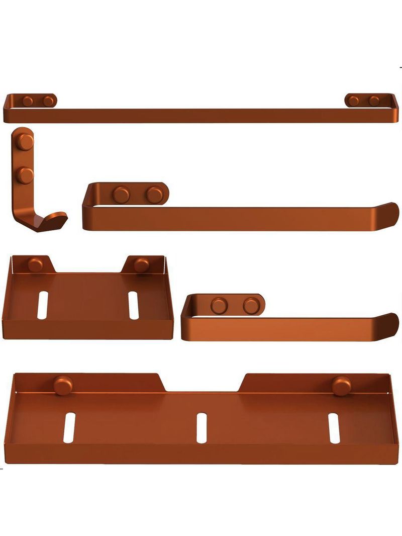 Kit Acessórios Para Banheiro Rose Gold 6 Peças Plus