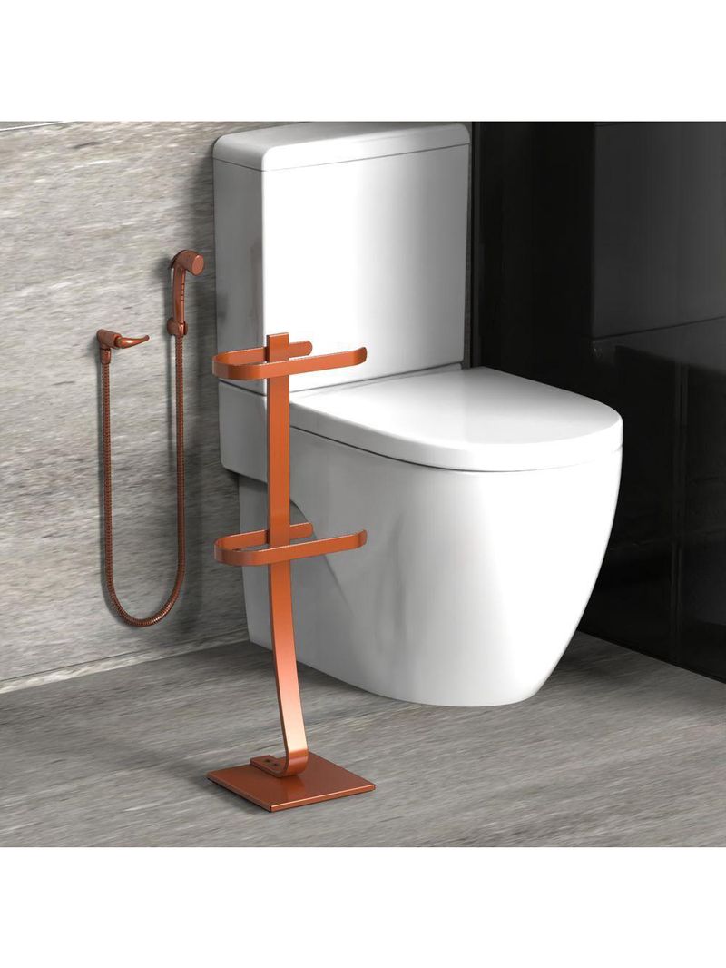 Porta Papel Higiênico De Chão Suporte Papeleira Rose Goldd