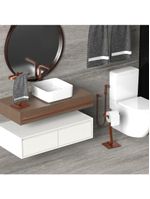 Porta Papel Higiênico De Chão E Toalha Lavabo Rose Golds