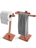 Porta Papel Higiênico De Chão E Toalha Lavabo Rose Golds