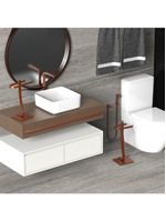 Porta Papel Higiênico De Chão E Toalha Lavabo Rose Golds