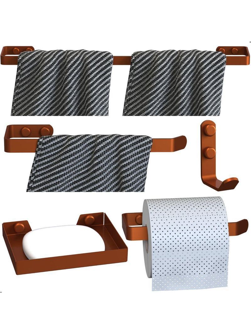 Kit Acessórios Para Banheiro Rose Gold 5 Peças Plus