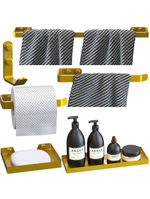 Kit Acessórios Para Banheiro Dourado 6 Peças Plus