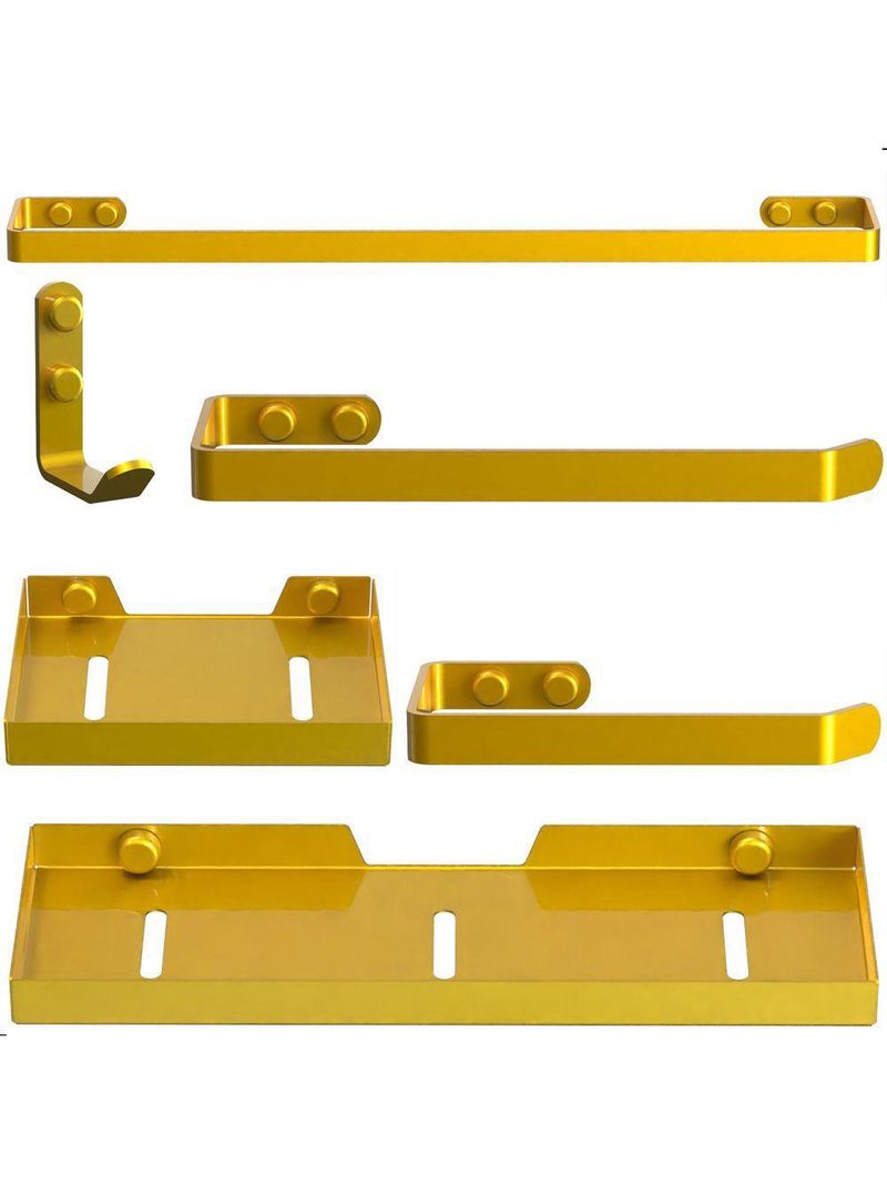 Kit Acessórios Para Banheiro Dourado 6 Peças Plus