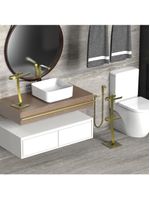 Porta Papel Higiênico De Chão E Toalha Lavabo Douradod