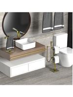 Porta Papel Higiênico De Chão E Toalha Lavabo Douradod