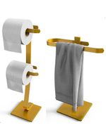 Porta Papel Higiênico De Chão E Toalha Lavabo Douradod