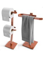 Porta Papel Higiênico De Chão E Toalha Lavabo Rose Goldd