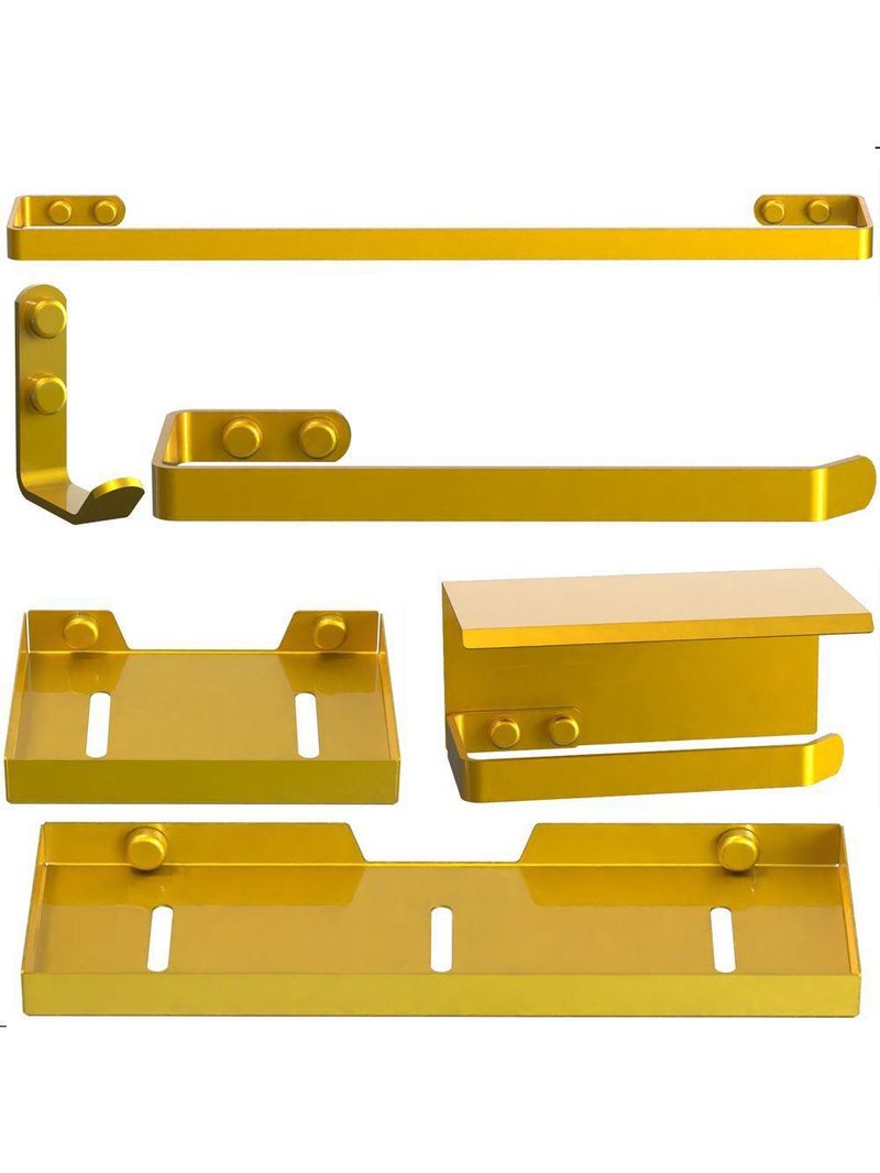 Kit Acessórios Para Banheiro Dourado 6 Peças Max