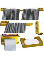 Kit Acessórios Para Banheiro Dourado 5 Peças Max