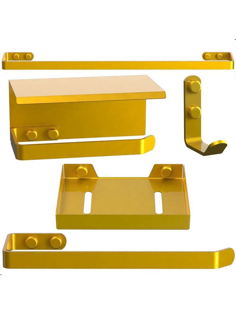 Kit Acessórios Para Banheiro Dourado 5 Peças Max