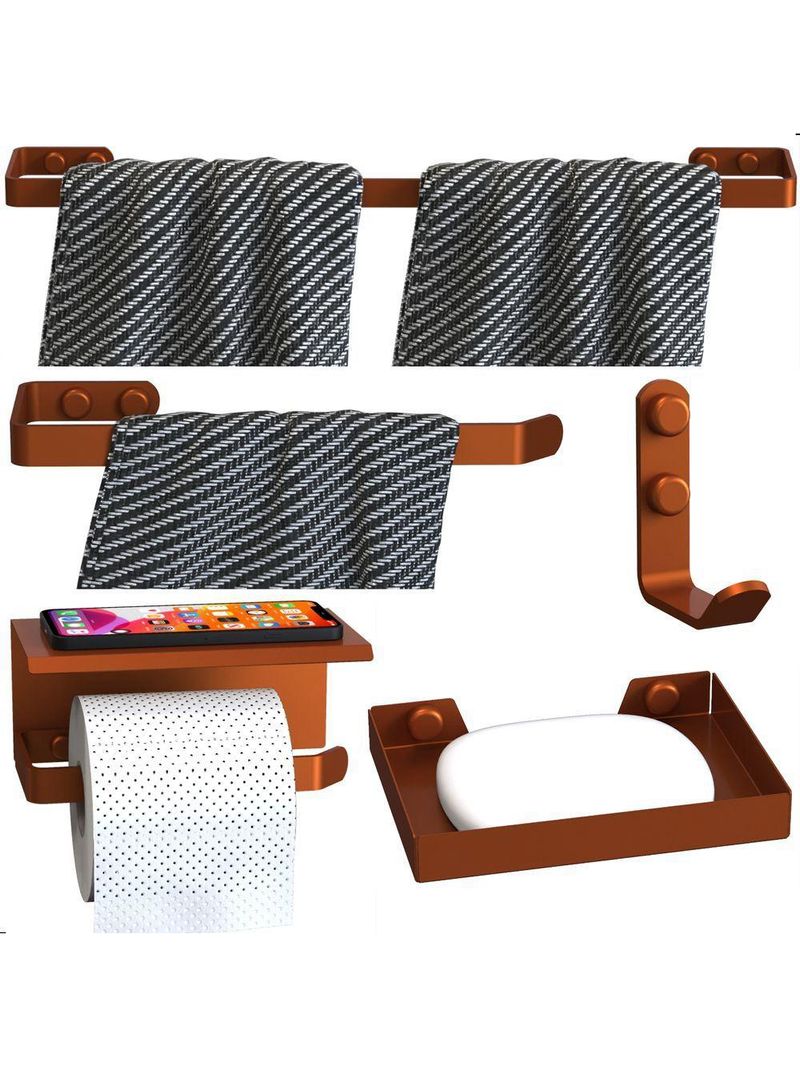 Kit Acessórios Para Banheiro Rose Gold 5 Peças Max